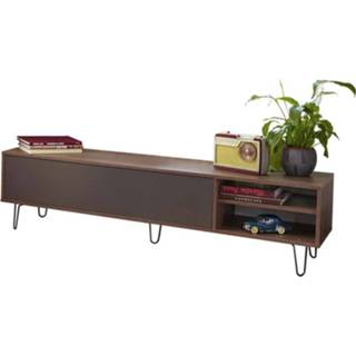 👉 Bruin grijs melamine Spaanplaat#MDF MDF#Spaanplaat Symbiosis TV-meubel Lardal - walnootkleur/grijs 43,5x165x40 cm Leen Bakker 3760037845414