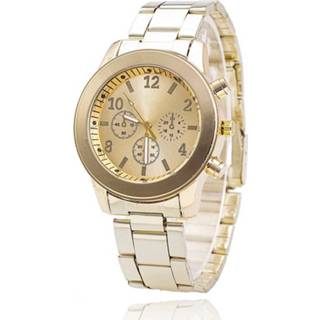 👉 Horloge goud vrouwen Geneva Fashion Chrono Gold