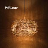 👉 Hanger Willlustr wicker pendant lamp handmade suspension light bird nest shape hanging lighting bar hotel restaurant mall lounge porch