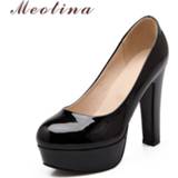 👉 Shoe roze vrouwen Meotina Women Shoes Plus Size 45 46 High Heels Pumps Platform Round Toe Slip On Party PumpsBlack Pink zapatos mujer tacon