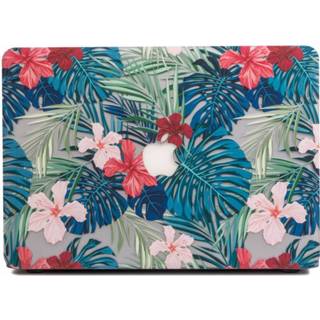 👉 Coverhoes rood kunststof hardcase hoes Lunso - cover MacBook Air 13 inch Tropical leaves red 660042277534