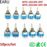 👉 Switch 10Pcs DIY Toggle ON-OFF-ON / ON-OFF 3Pin 3 Position Latching MTS-103 MTS-102 AC 125V/6A 250V/3A Power Button Car