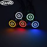 👉 Switch rood blauw geel donkergroen wit 16mm Metal Push Button LED power mark locking Latching Self-reset Momentary 1NO 1NC red blue yellow green white 16HXDY