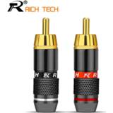 👉 Goud 2Pcs/1Pair Gold Plated RCA Connector male plug adapter Video/Audio Wire Support 6mm Cable black&red super fast