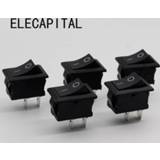 👉 Switch zwart 5Pcs/Lot Black Push Button Mini 6A-10A 110V 250V KCD1 2Pin Snap-in On/Off Rocker 21MM*15MM