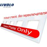 👉 Switch wit Livolo Luxury White Crystal Glass Panel, 364mm*80mm, EU standard,Quintuple Panel For Wall Socket