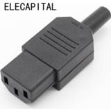 👉 Power connector zwart New Wholesale Price Black IEC 320 C13 Female Plug Rewirable 3pin Socket 10A /250V