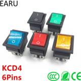 👉 Switch donkergroen rood geel blauw zwart Latching Rocker Power I/O 6 Pins With Light 16A 250VAC 20A 125VAC KCD4 Green Red Yellow Blue Black Boat DPST