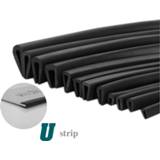 Zwart rubber U Strip Edge Shield Encloser Bound Glass Metal Wood Panel Board Sheet for Cabinet Vehicle Thick 0.5mm - 10mm x 1m Black