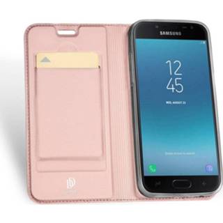 👉 Portemonnee goud bookwallet flip hoes roze kunstleer Dux Ducis pro serie slim wallet roze/goud voor de Samsung Galaxy J4 2018 669014995667