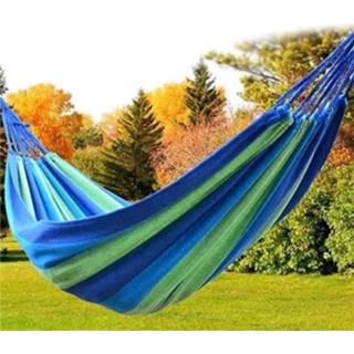 👉 Hangmat blauw canvas Portable Hammock Prevent Rollover Double Spreader Hammocks Garden Camping Swing Hanging Bed Blue Red 200x 80cm