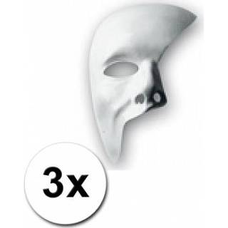 👉 Gezichtsmasker witte wit kunststof volwassenen 3 gezichtsmaskers Phantom