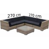 👉 Rond wicker Loungeset Londen 3201 - Naturel vlechtwerk