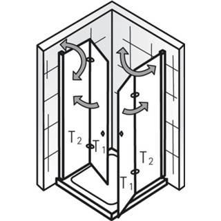 👉 Douchecabine chroom glas active exklusiv Duschprofi Hoekinstap met draaivouwdeur 75x90x200cm Chroom/Helder