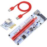 👉 Rood PCE164P-N06 VER008S USB 3.0 PCI-E Express 1 x tot 16 Extender Riser Card Adapter 15 pins SATA macht ontmoet 60cm Kabel(rood)