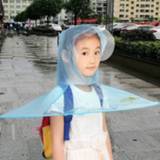 👉 Paraplu blauw m vrouwen mannen Draagbare UFO Cap Umbrella Automatic Folding Creative Gifts Student Woman Man Rain Hat Face Diameter:76cm geschikt Height:120-145cm(blauw) 6922676446316 6441484447549