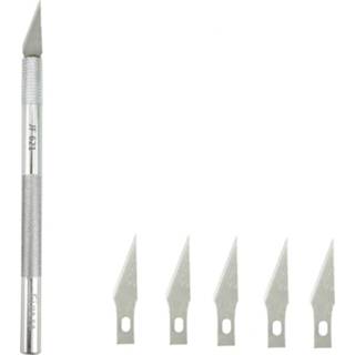 👉 Vleesmes zilver metalen JIAFA JF-621 Metal Carving Knife Professional Mobile Phone Repair Tool with 6 Blades(Silver) 6922864196382