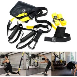 👉 Katrol zwart geel touw P3-3 Adjustable Fitness Exercise Hanging Pulling Rope TRP3X Wall Pulley Yoga Belt Main Belt: 1.4m 1.9m After Adjusted Athletic Version (Black+Yellow) 6922036182021