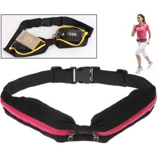 Magenta Sports Waterproof Elastic Waist Bag Two Pockets Fanny Pack Zip Pouch(Magenta) 6922284478570