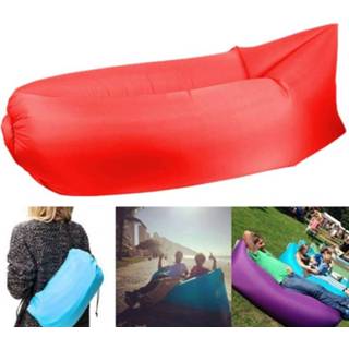 👉 Polyester stof rood Inflatable Lounger Fabric Compression Air Bag Sofa for Beach / Travelling Hospitality Fishing Size: 185cm x 75cm 50cm Normal Quality(Red) 6922837251520