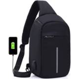 👉 Schoudertas zwart vrouwen mannen Multi-Function Portable Casual Chest Bag Outdoor Sports Anti-theft Shoulder with External USB Charging Interface for Men / Women (Black) 6922969282386 6167005426465
