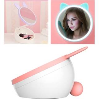 👉 Switch roze 5W Multi-functie Touch Oplaadbare Creative Lovely Pet Shape Makeup Mirror LED Desk Lamp Night licht(roze) 6922018998190