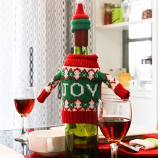 👉 Trui Christmas Joy Word Sweater kleding Style Dinner Table Decoration Champagne Wine Bottle Bag Body Afmeting: 18cm x 13cm 6922731740519 6473431811110