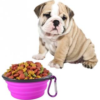👉 Roze magenta siliconen Draagbare Pet Folding Feeding Bowl Water Dish Feeder Puppy Travel Random Kleur Delivery Diameter: 13cm (hard roze) 6922856570190