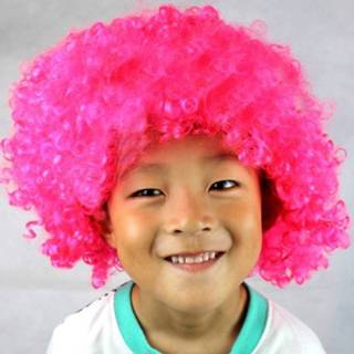 👉 Pruik roze polyester Kleurrijk Wild-Curl Up Crown Party Cosplay Headwear Wavy Short Yarn Made Wigs Voor Adult And Child(roze) 6922531951870