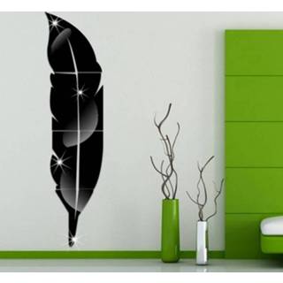 👉 Spiegel zwart acryl DIY veren Style Acrylic Mirror Wall Stickers Home Room Mural Decoration Art Sticker Afmeting: 30*120cm(zwart) 6922744892991