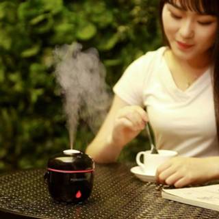👉 Fornuis zwart Rice Cooker Shape Mini LED licht Air Humidifier voor Home & Office (zwart) 6922418666729