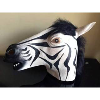👉 Halloweenmasker vrouwen mannen Popular Pretty Halloween Mask Masquerade Emulsion Horse Head Zebra voor Men en Women 6922413832082