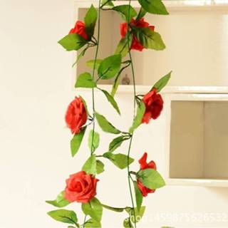 👉 Ophanging rose Simulation of Rattan Bloemens Artificial Fake Champagne Ivy Vine Hangings Garlands voor Home Wedding Decoration Lengte: 2.5m Random Kleur Delivery 6922493453856
