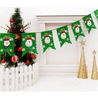 👉 Vlag groen stof Christmas Scene Decoration Six Non-woven Fabric Santa Hanging (groen) 6922403701251