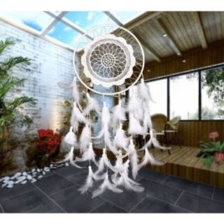 👉 Hanger wit witte Creative (wit) Lace Bloemen Dream Catcher Wind Chimes veren Pendant voor Home Wall Decorations Ornament Random Style Delivery 6922353122243