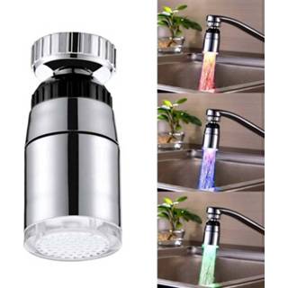 👉 Temperatuursensor zilver SDF-B9 1 LED ABS Temperature Sensor RGB Faucet licht Water Glow Shower Afmeting: 58 x 28mm Interface: 22mm (zilver) 6922590013328