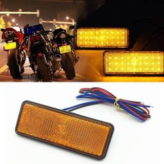 👉 Motorfiet rood geel 2 PCS Motorcycle Car Trailer DC 12-15V 24-LED Indicator Lamp Reflector Rectangle Marker Tail licht Kleur: (Steady + Flash lichting)(geel) 6922131078700