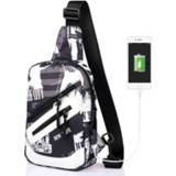 👉 Schoudertas canvas vrouwen mannen Multi-functie draagbare Casual New York Words Chest Bag Outdoor Sports Shoulder met External USB laad Interface voor Men / Women Student 6922506956916