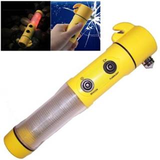 👉 Zaklamp geel 4 in 1 Multi functie Flashlight Alarm Emergency Hammer LED Flash licht Voor Auto-used(geel) 6922308775203