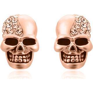 👉 Oorbel edelstaal kristal rosegoud mannen rosé Skull Stud oorbellen