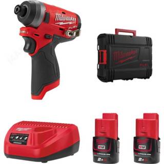 👉 Slagschroevendraaier m active Milwaukee M12 FID-202X 12V Li-Ion accu set (2x 2,0Ah accu) in HD Box - koolborstelloos 4058546029951