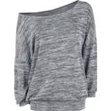 👉 Sweater grijs s vrouwen gemêleerd meisjes Forplay Oversized Melange Wideneck Girls longsleeve 4060587309145
