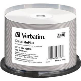 👉 Wit 1x50 Verbatim CD-R 80 / 700MB 52x white wide thermal printable 23942437567
