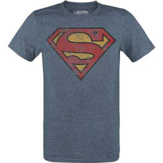 👉 Shirt blauw m male gemêleerd Superman Logo T-shirt 3664794029639