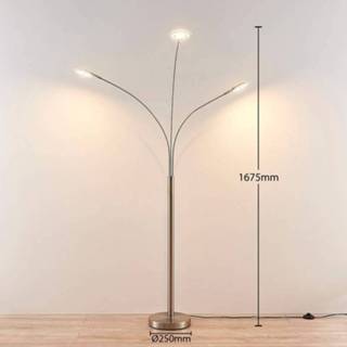 👉 Vloerlamp warmwit a+ mat nikkel metaal 3-lamps LED Anea
