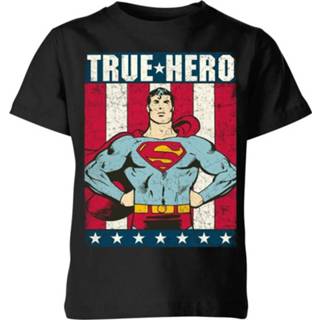 👉 Shirt zwart XS unisex kinderen DC Originals Superman True Hero Kinder T-shirt - 98/104 (3-4 jaar) 5059478200646