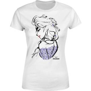 👉 Frozen Elsa Sketch Dames T-shirt - Wit - XXL - Wit