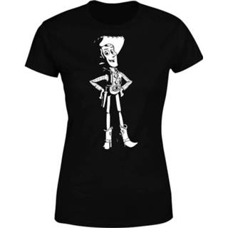 👉 Toy Story Sheriff Woody Dames T-shirt - Zwart - XXL - Zwart