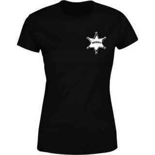 👉 Shirt vrouwen s zwart Toy Story Sheriff Woody Badge Dames T-shirt - 5055936892989