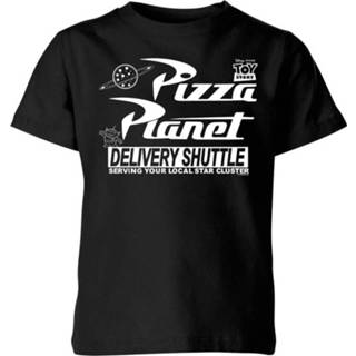 👉 Toy Story Pizza Planet Logo Kinder T-shirt - Zwart - 11-12 Years - Zwart